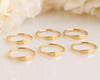 Personalized Initial Ring – Gold Alphabet Letter Ring, Dainty Custom Name Ring, Minimalist Initial Jewelry, Gift for Her