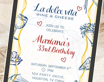Dolce Vita Party Invitation, Italian Theme Birthday, Amalfi Coast Digital Invite, Printable Summer Celebration
