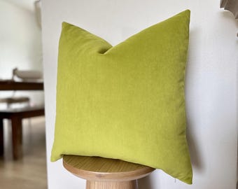 Lime Chartreuse Velvet Pillow Cover – Designer Decorative Cushion - Custom Pillow