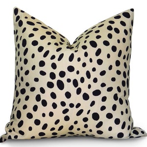 Dalmatian Spotted Pillow Cover - Black and Ivory  - Animal Pillow - Decorative Pillow - Designer Pillow - Spotted Pillow