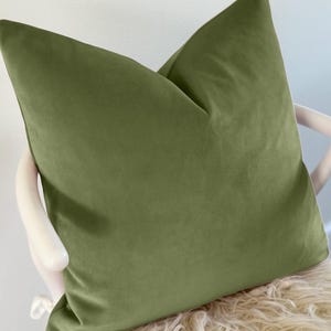 Olive Green Velvet Decorative Pillow Cover