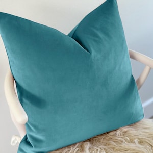 PLUSH Turquoise Velvet Pillow Cover - Turquoise Velvet Pillow - Blue Pillow - Custom Pillow - Washable