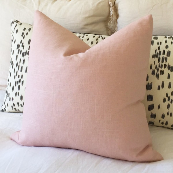 Blush Linen Pillow Cover - Blush Pillow - Rose Pillow - Pink Pillow - Light Pink Pillow - Decorative Pillow - Designer Pillow - Solid Pink