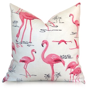 Flamingo Pillow Cover - Pink Black Ivory - Bird Pillow - Decorative Pillow - Designer Pillow - More Sizes