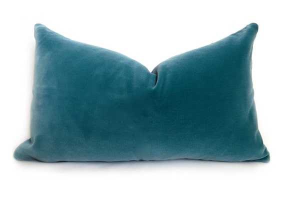 Belgium Cotton Velvet Pillow Cover Turquoise Lumbar Etsy