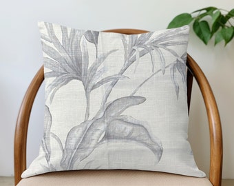 Linen Palm Pillow Cover - Gray