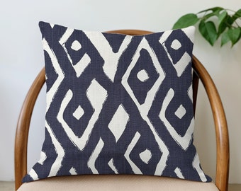 Kuba Linen Pillow Cover - Ink Navy