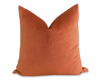 PLUSH Terracotta Velvet Pillow Cover - Rust Velvet Pillow - Decorative Pillow - Machine Washable - Custom Pillow