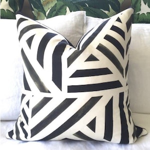 Paint Lines Pillow Cover - Charcoal Gray and Off White - Watercolor Pillow - Designer Pillow - Decorative Pillow