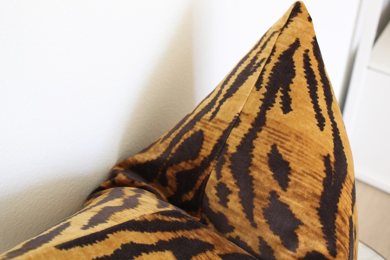 Tigress Velveteen Pillow Cover Gold Tiger Pillow Gold Etsy