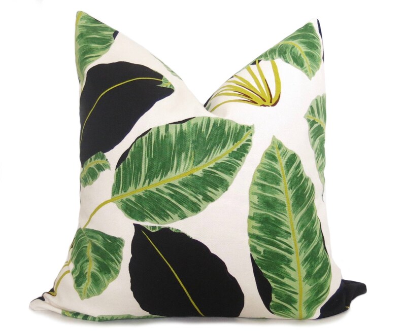 Jungle Leaf Pillow Cover Green Tropical Pillow Mid Century Modern Pillow Decorative Pillow Throw Pillow Palm Pillow Boho image 1