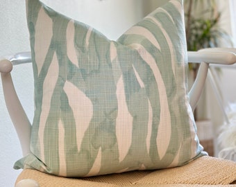 Abstrakcyjny nadruk Seafoam Green Pillow Cover - Poduszka Coastal - Aqua Linen Throw Pillow - Nowoczesny geometryczny wystrój sofy - Narzuta - 20x20 lub 12x20