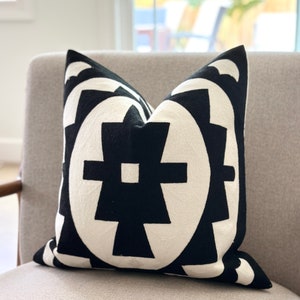 Decorative Pillow Black and White Embroidered Throw Pillow for sofa Black Pillow Cover