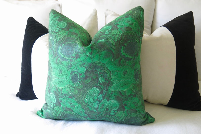 SALE Malachite Pillow Cover Green Malachite Pillow Emerald Green Pillow Decorative Pillow Green Pillow image 3