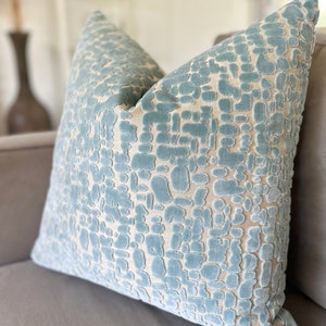 Pebble Beach Pillow Cover - Sky Blue - Luxury Decorative Pillow - Designer Pillow - Velvet Pillow - Light Blue Pillow