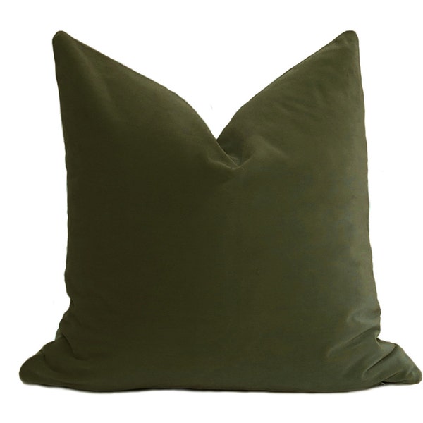 PLUSH Olive Velvet Pillow Cover - Olive Green - Velvet Pillow - Throw Pillow - Pillow Cover