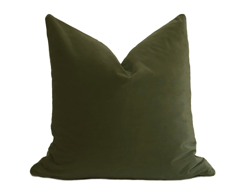 PLUSH Olive Velvet Pillow Cover Olive Green Velvet Pillow Throw Pillow Pillow Cover image 1