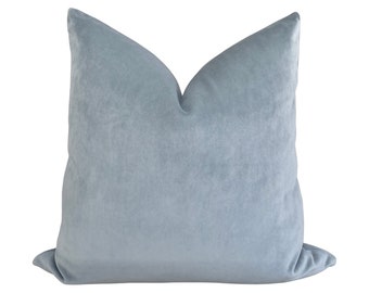 PLUSH Dusty Blue Velvet Pillow Cover - Light Blue - Velvet Pillow - Throw Pillow - Pillow Cover