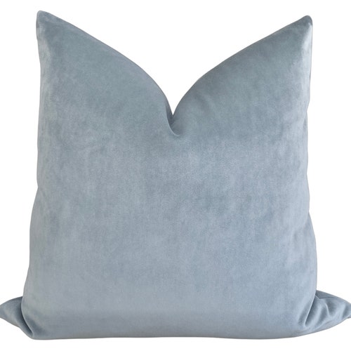 PLUSH Dusty Blue Velvet Pillow Cover Light Blue Velvet Etsy