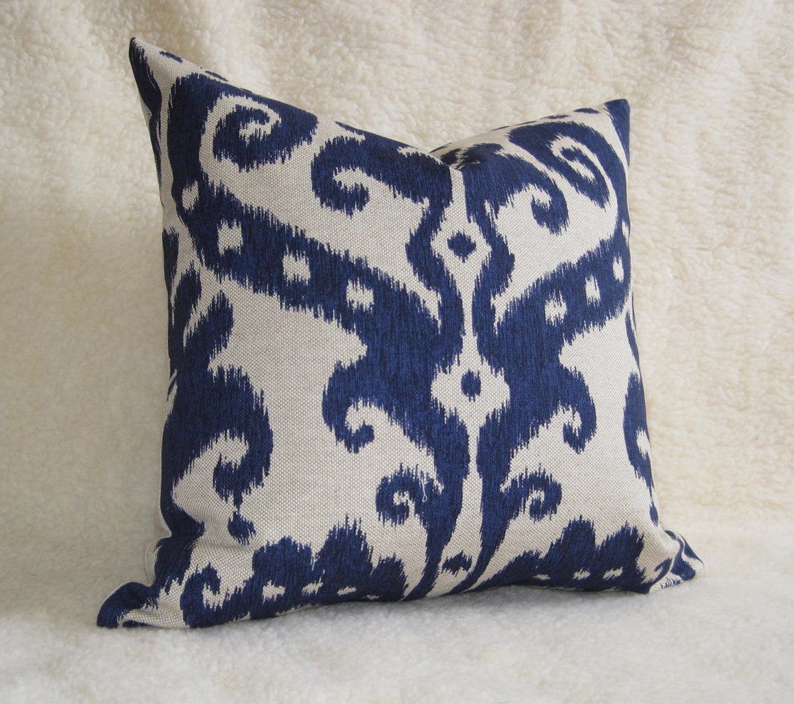 Decorative Designer Ikat Pillow Cover Navy Blue IKAT Etsy