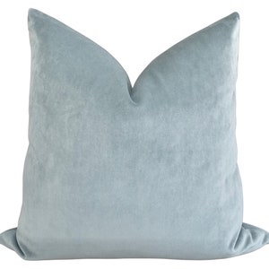 Spa Blue Velvet Pillow Cover - Belgium Velvet - Light Blue Pillow - Pastel Velvet Pillow - Decorative Pillow - Blue Gray Pillow