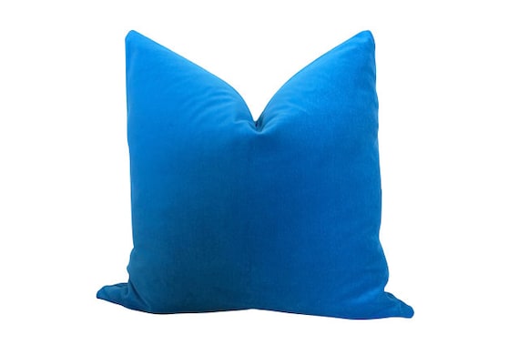 Cotton Velvet Pillow Cover Peacock Blue Peacock Blue Decorative Lumbar Pillow