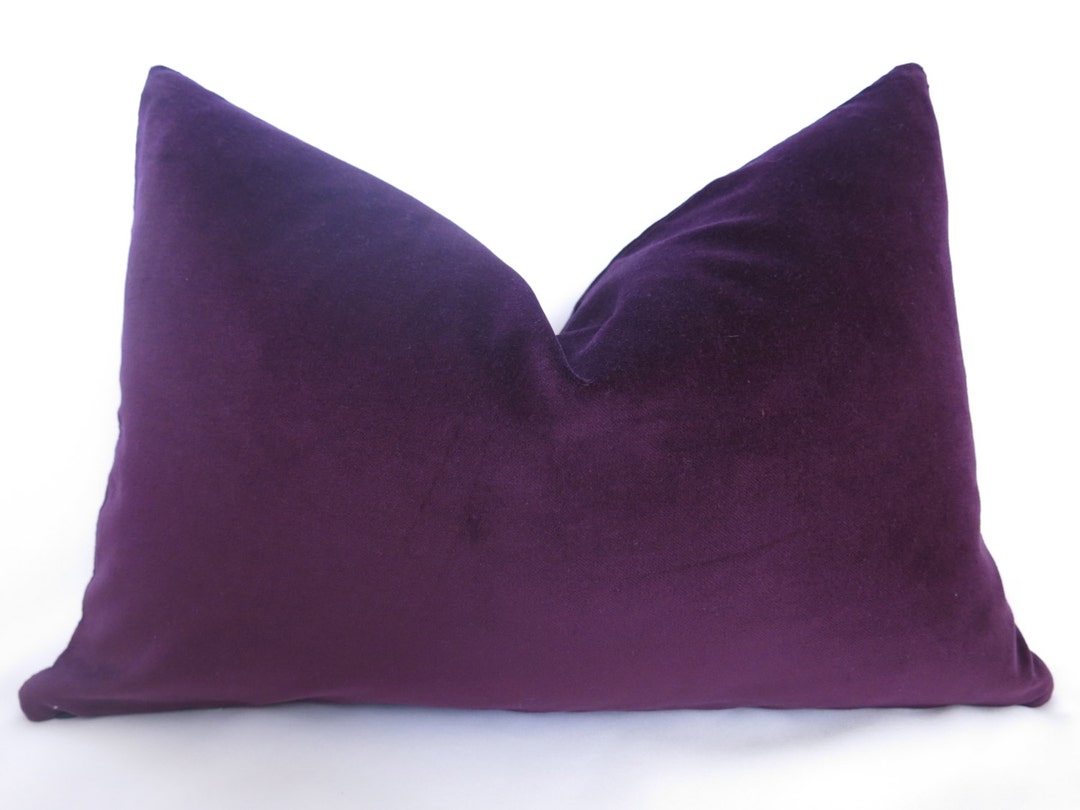 PLUSH Velvet Pillow Cover Plum Lumbar Pillow Purple Etsy