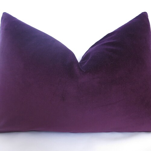 Plush Velvet Pillow Cover Plum Lumbar Pillow Purple Etsy