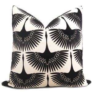 Bird Flock Pillow Cover - Black - Velvet Pillow - Mid Century Modern Pillow - Decorative Pillow - Throw Pillow - Designer Pillow