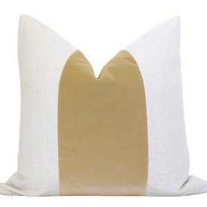 MEZZO Decorative Pillow Cover - Almond Velvet Pillow - Linen Pillow - Velvet Pillow - Tan Throw Pillow - Decorative Pillow - Linen - Gold