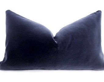 PLUSH Navy Lumbar Velvet Pillow Cover - Denim Navy -  Navy Blue Pillow - Blue Pillow - Blue Velvet Pillow - Decorative Pillow - Lumbar