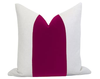 MEZZO Decorative Pillow Cover - Magenta Velvet Pillow - Pink Pillow - Velvet Pillow - Dark Pink Throw Pillow - Decorative Pillow - Beige