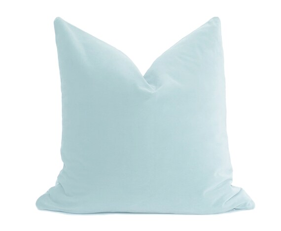 Duck Egg Blue Velvet Pillow Cover Belgium Velvet Light Etsy