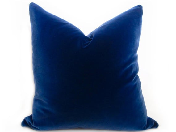 Belgium Blue Velvet Pillow Cover Regal Belgium Cotton Velvet Pillow Cover