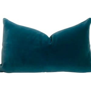 PLUSH Peacock Velvet Pillow Cover Peacock Turquoise Velvet Dark Teal Pillow Turquoise Decorative Pillow Washable afbeelding 2