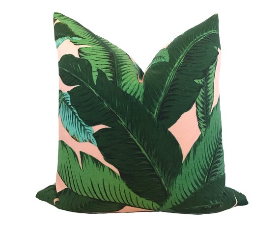 Blush Palm Print Pillow Cover Palm Leaf Palm leaf pillow | Etsy
