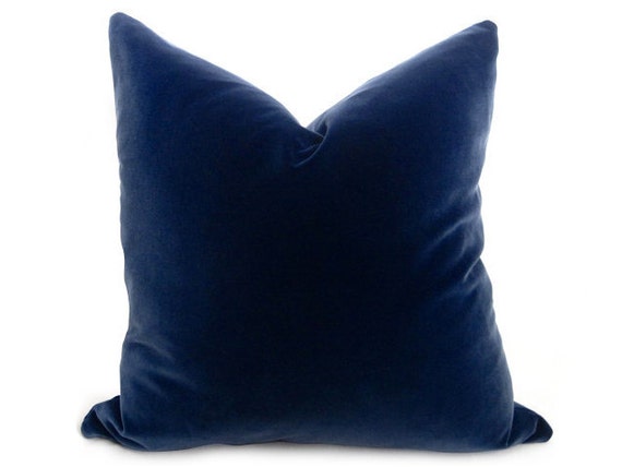 Navy Velvet Pillow Cover Plush Navy Light Blue Pillow Cover Decorative