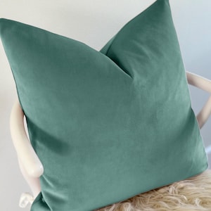 Teal Velvet Pillow Cover – Aqua Blue Plush Throw Cushion