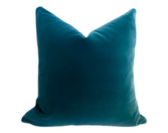 PLUSH Peacock Velvet Pillow Cover - Peacock - Turquoise Velvet - Dark Teal Pillow - Turquoise Decorative Pillow - Washable