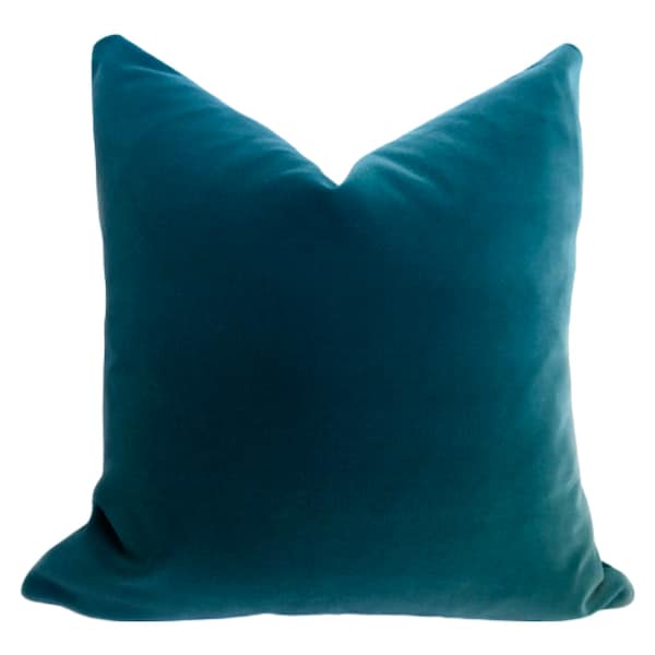 PLUSH Peacock Velvet Pillow Cover - Peacock - Turquoise Velvet - Dark Teal Pillow - Turquoise Decorative Pillow - Washable