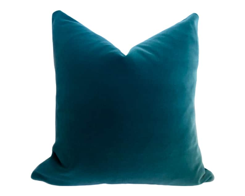 PLUSH Peacock Velvet Pillow Cover Peacock Turquoise Velvet Dark Teal Pillow Turquoise Decorative Pillow Washable image 1