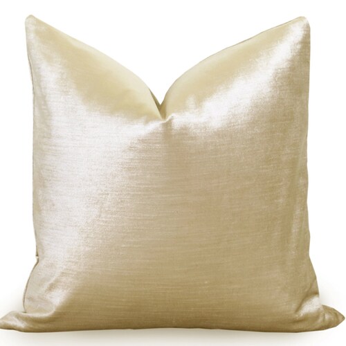 Housse de coussin en velours doré clair Glisten - Coussin décoratif irisé