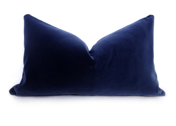 navy and white lumbar pillow