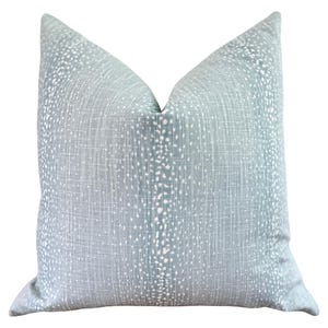 Antelope Linen Pillow Cover - Spa Blue Deer Print Cushion - Animal Decorative Throw Pillow - Light Blue Designer Cover - 20x20 or 12x20 inch