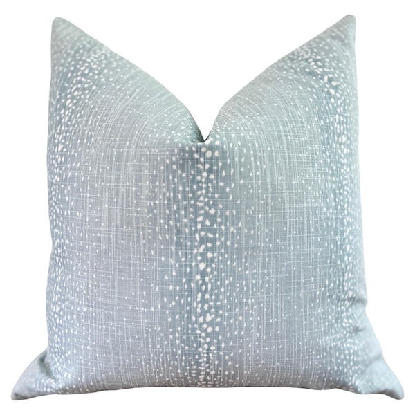 Spa Blue Antelope Linen Pillow Cover – Modern Animal Print Cushion
