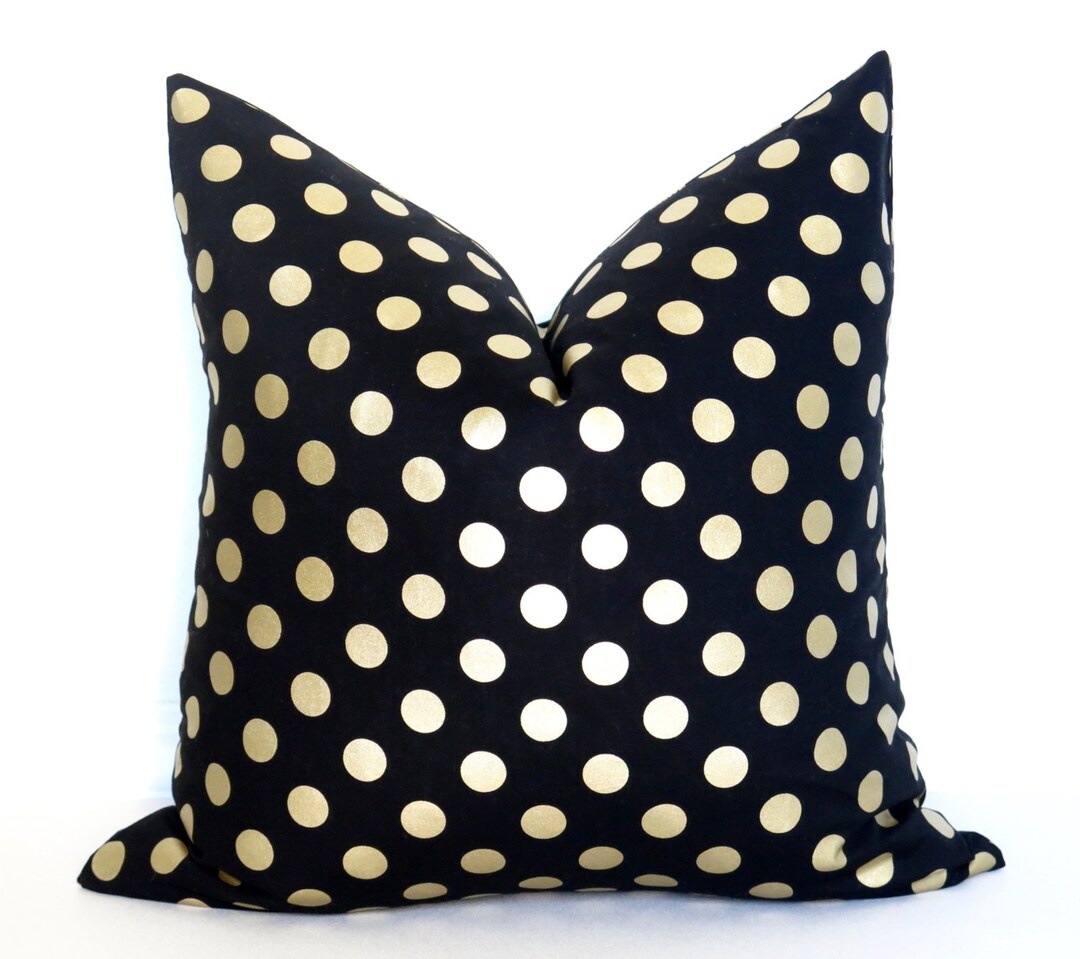 Metallic Gold Dots Pillow Cover Black and Gold BOTH SIDES Etsy