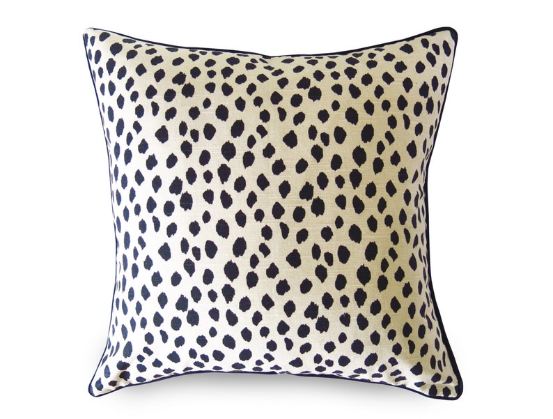 Duma Spots Pillow Cover Black and Beige with Piping Etsy