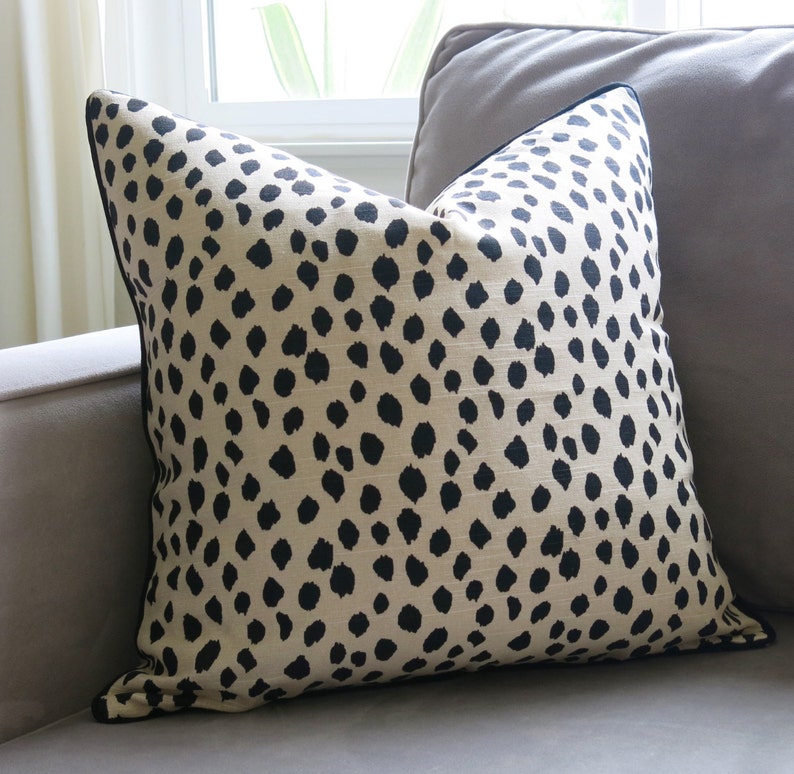Duma Spots Pillow Cover Black and Beige with Piping Etsy
