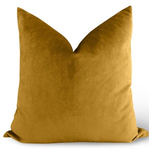 Gold Velvet Cushion Cover - Washable Pillow Cover - Modern Sofa Accent - Designer Bed Throw - Luxury Decorative Home Pillow - Soft Velour