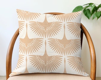 Bird Flock Cut Velvet Pillow Cover - Blush